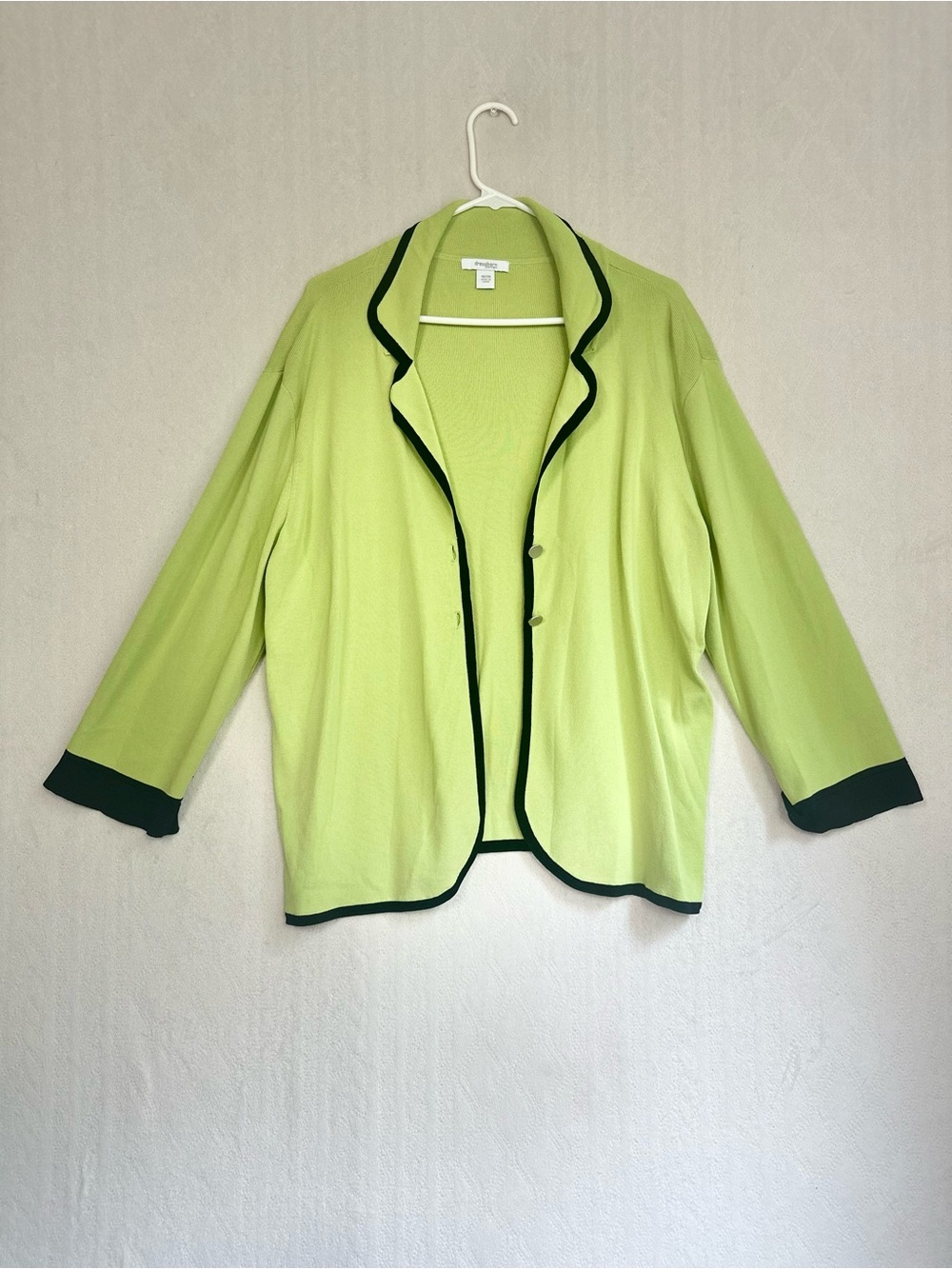 Dress Barn Light Green Knit Jacket with Dark Trim - Women's Jacket Sz 18/20